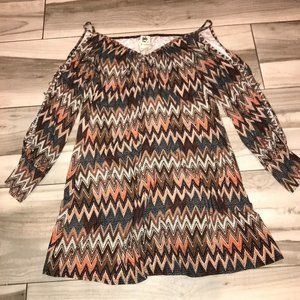 Print Cold Shoulder Mini Dress/ Top